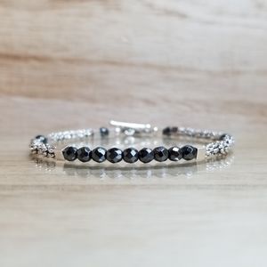 Two Tone Beaded Hematite Gemstone Bracelet